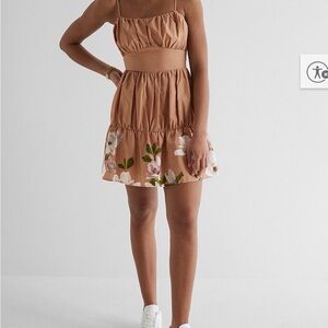 Express Tan Floral Mini Dress